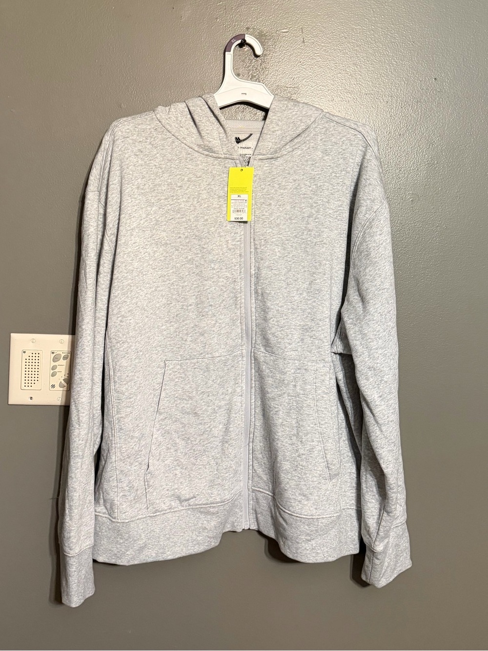 All In Motion Men's Fleece Full-Zip Hoodie Heathered Gray XL NWT